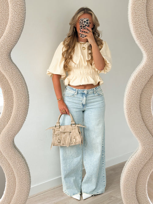 Stretch - Mila extra wide jeans washed denim