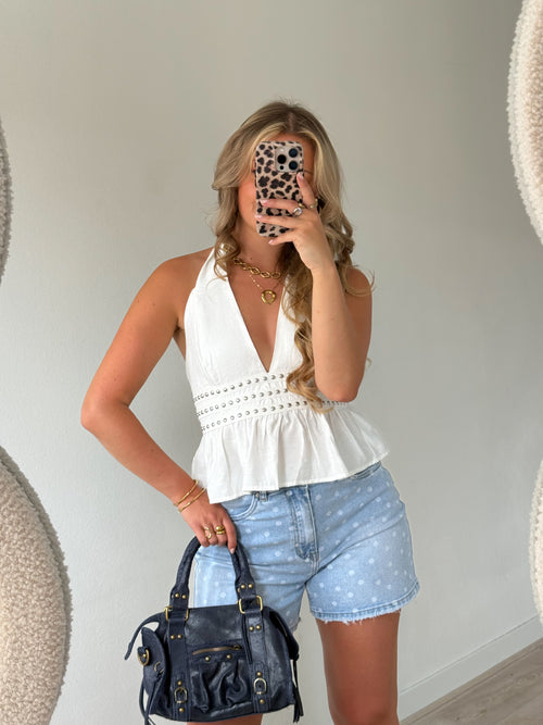 Stretch - Lotje short light denim