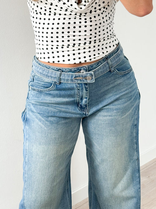 Stretch - Zara wide jeans mid denim