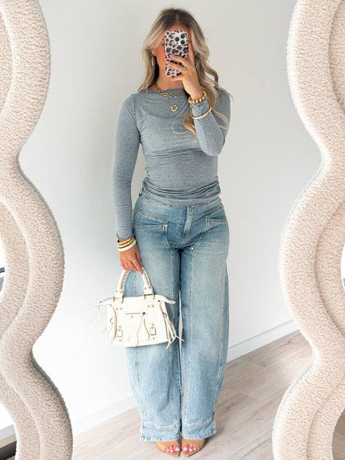 Stretch - Anouk baggy jeans washed denim