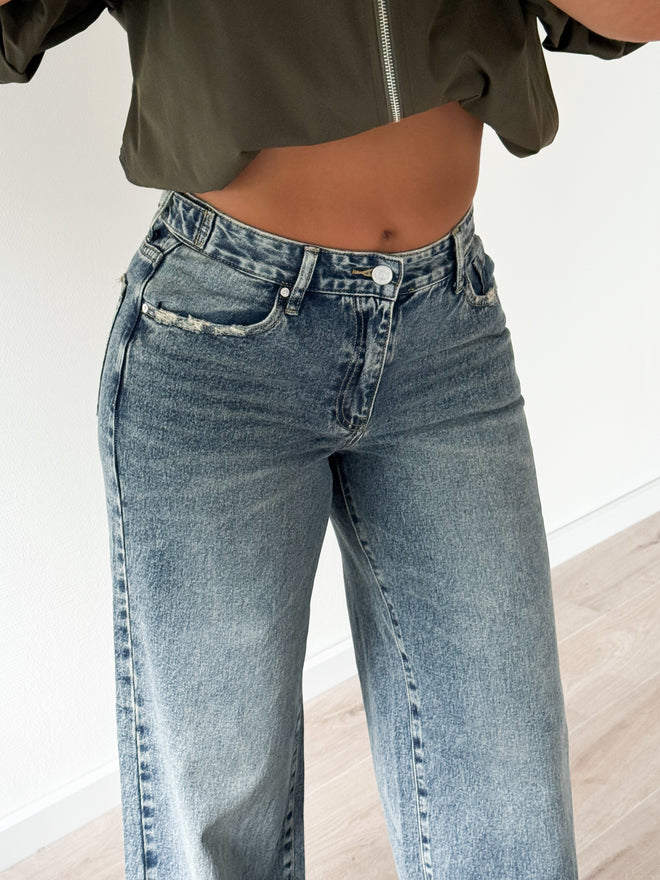 PRE-ORDER Stretch - Melanie wide jeans mid denim