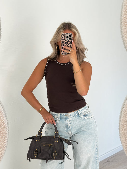 Bente top brown