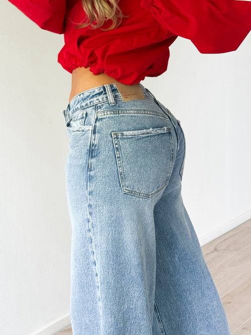 Stretch - Mila extra wide jeans mid denim