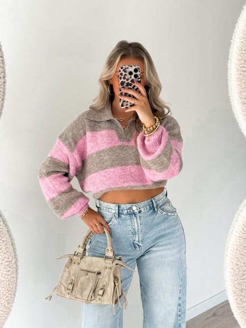 Violet knit taupe-pink