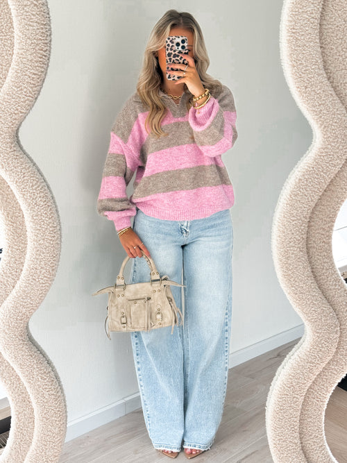 Violet knit taupe-pink