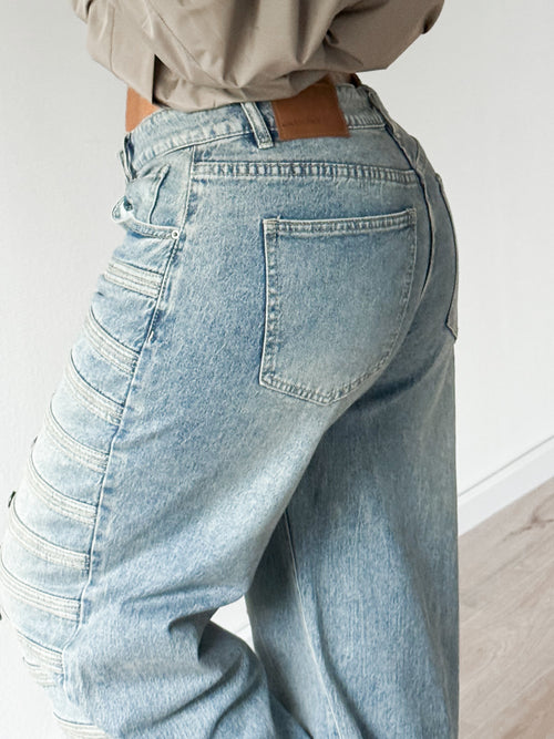 PRE-ORDER Stretch - Noor wide jeans washed denim