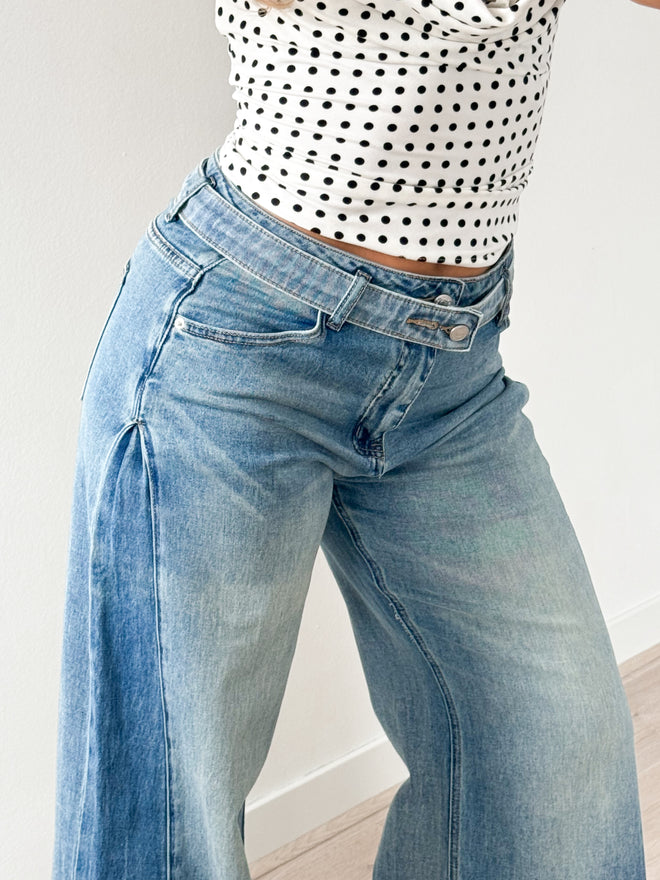 PRE-ORDER Stretch - Zara wide jeans mid denim