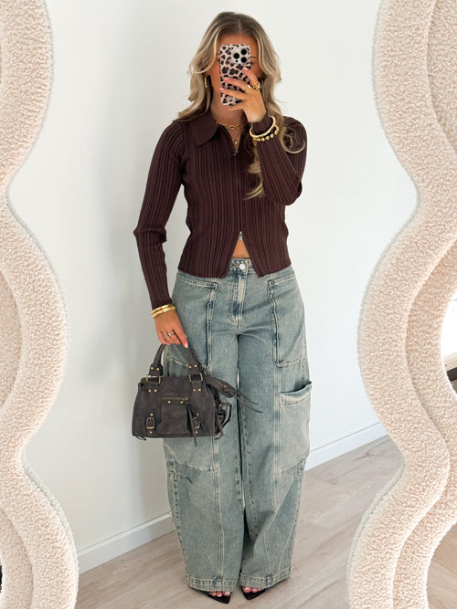 Tess balloon jeans washed denim
