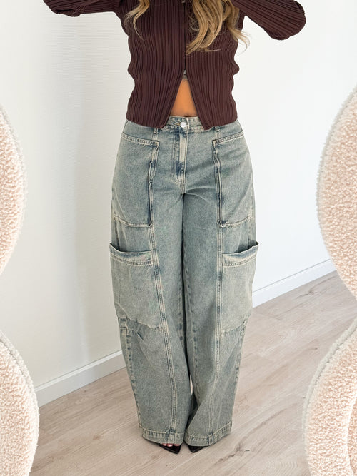 Tess balloon jeans washed denim