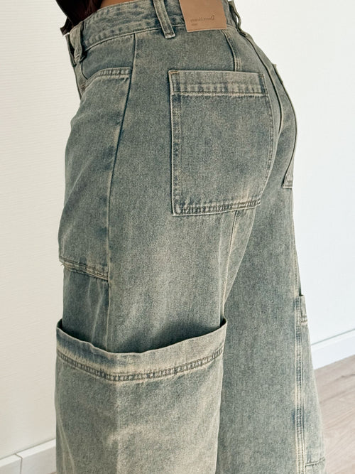 Tess balloon jeans washed denim