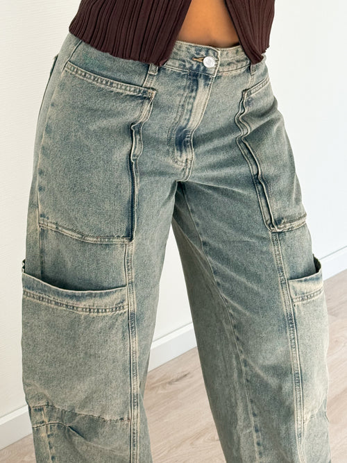 Tess balloon jeans washed denim